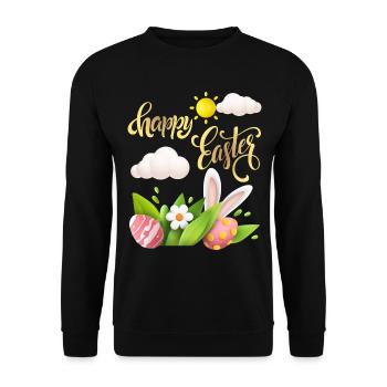 Happy-Easter Calligraphy, Easter Egg, Happy Easter - Unisex Sweatshirt - black - Front - Alina (178cm) & Michal (187cm)