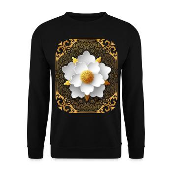 Vintage mandala with 3d flower, vintage style - Unisex Sweatshirt - black - Front - Alina (178cm) & Michal (187cm)