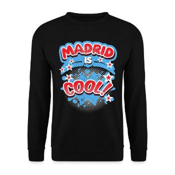 Madrid Spain, saying Madrid-is-Cool - Unisex Sweatshirt - black - Front - Alina (178cm) & Michal (187cm)