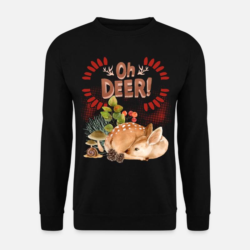 Reh Reh-Bambi Rehkitz im Wald lustiger Spruch, Pun - Unisex Pullover - Schwarz