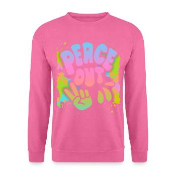 Peace-Out, Frieden-Symbol Friedenszeichen, 70er - Unisex Pullover - Pink - Vorne