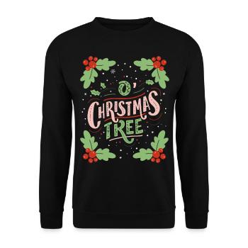 Weihnachtsbaum, Weihnachten Typografie Spruch - Unisex Pullover - Schwarz - Vorne - Alina (178cm) & Michal (187cm)