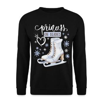 Schlittschuhe, Schlittschuhlaufen, Spruch-Princess - Unisex Pullover - Schwarz - Vorne - Alina (178cm) & Michal (187cm)