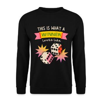 Gagnant gagnant, Dice Gamer Saying Dice Game - Sweat-shirt Unisexe - noir - Devant - Alina (178cm) & Michal (187cm)