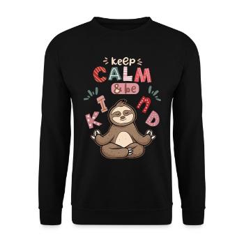 Yoga, Yoga-Faultier, Yoga-Sloth, Keep-Calm, Spruch - Unisex Pullover - Schwarz - Vorne - Alina (178cm) & Michal (187cm)