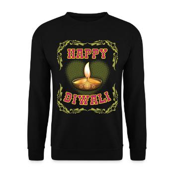Happy-Diwali, indisches Lichterfest Diwali, Indien - Unisex Pullover - Schwarz - Vorne - Alina (178cm) & Michal (187cm)