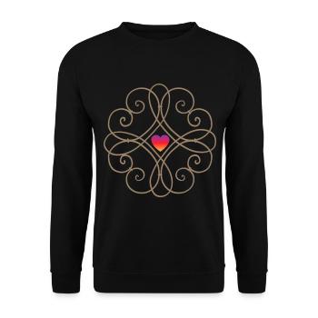 Love Love, Saint-Valentin, Mandala en fer forgé - Sweat-shirt Unisexe - noir - Devant - Alina (178cm) & Michal (187cm)