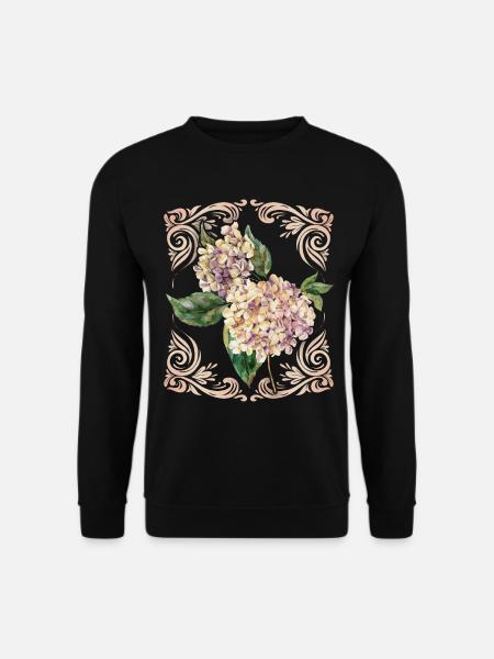 Hortensie, Vintage-Hortensie, Aquarell - Unisex Pullover - Schwarz