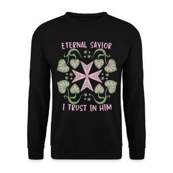 Jesus Christ, Jesus Cross Maltese Cross Saying - Unisex Sweatshirt - black - Front - Alina (178cm) & Michal (187cm)