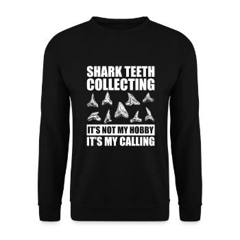 Shark teeth collecting | Shark Tooth Gift Ideas - Unisex Sweatshirt - black - Front - Alina (178cm) & Michal (187cm)