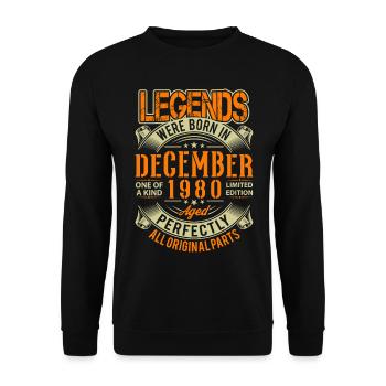 1980 Dezember Geburtstag Legende - Unisex Pullover - Schwarz - Vorne - Alina (178cm) & Michal (187cm)