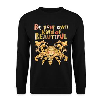 Schöner Spruch, Putto, Engelchen, Engel-Aquarell - Unisex Pullover - Schwarz - Vorne - Alina (178cm) & Michal (187cm)