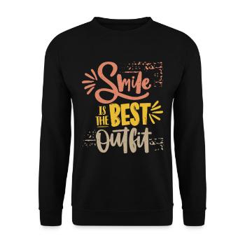 Smile-Lächeln, Motivation, Typografie Spruch - Unisex Pullover - Schwarz - Vorne - Alina (178cm) & Michal (187cm)