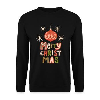 Christmas Merry-Christmas Christmas bauble saying - Unisex Sweatshirt - black - Front - Alina (178cm) & Michal (187cm)