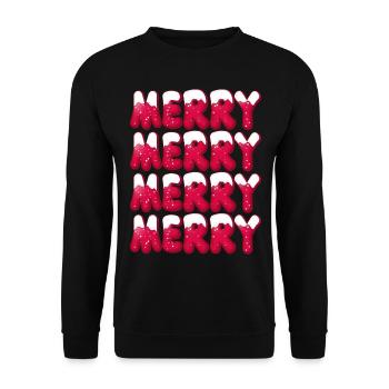 Noël Merry-Christmas Typographie Merry Merry - Sweat-shirt Unisexe - noir - Devant - Alina (178cm) & Michal (187cm)