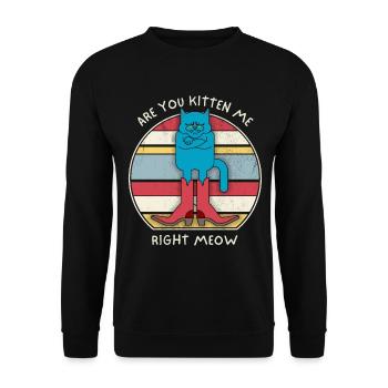 Lustiger Katzen-Spruch, Katze, Kater Stiefel, Pun - Unisex Pullover - Schwarz - Vorne - Alina (178cm) & Michal (187cm)