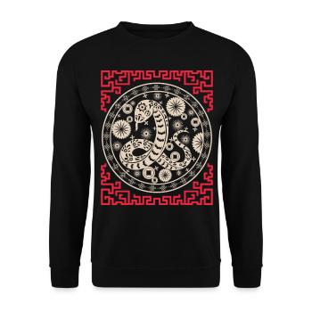 Chinese Horoscope China Year of the Serpent - Unisex Sweatshirt - black - Front - Alina (178cm) & Michal (187cm)