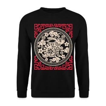 Chinese Horoscope China Year of the Rabbit - Unisex Sweatshirt - black - Front - Alina (178cm) & Michal (187cm)