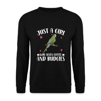 Wellensittich Liebhaber | Wellensittiche Geschenke - Unisex Pullover - Schwarz - Vorne - Alina (178cm) & Michal (187cm)