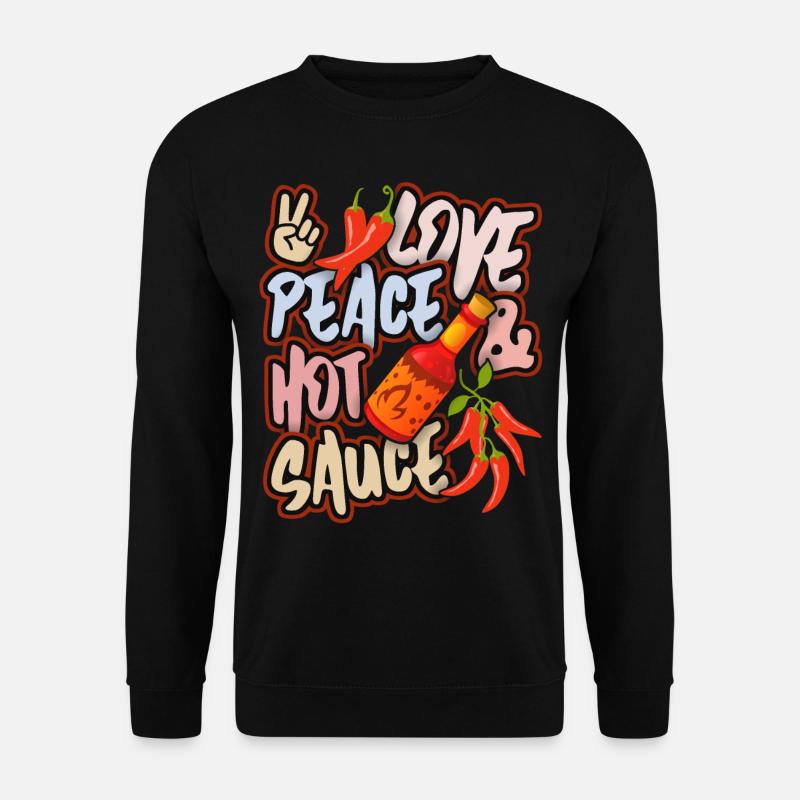 Pepperoni, pepper hot sauce, peace-and-love - Unisex Sweatshirt - black
