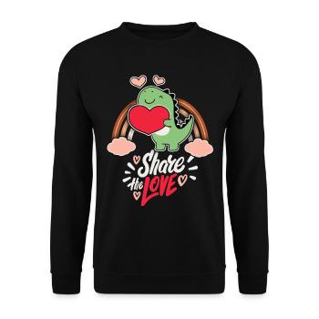 Lustiger Dinosaurier Liebe-Love Valentinstag - Unisex Pullover - Schwarz - Vorne - Alina (178cm) & Michal (187cm)
