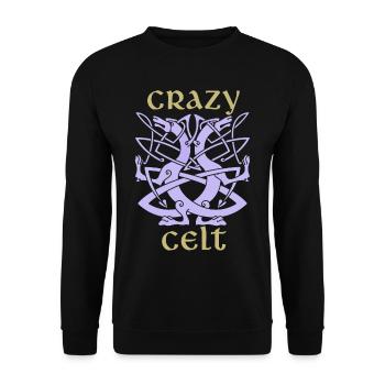 Keltische Drachen, Celtic Irisches Ornament Spruch - Unisex Pullover - Schwarz - Vorne - Alina (178cm) & Michal (187cm)