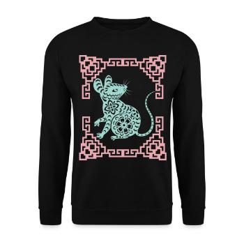 Année du Rat, horoscope chinois Chine - Sweat-shirt Unisexe - noir - Devant - Alina (178cm) & Michal (187cm)