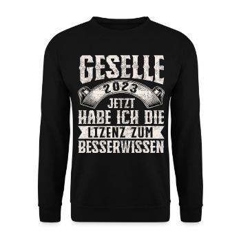 Geselle 2023 Gesellenprüfung - Unisex Pullover - Schwarz - Vorne - Alina (178cm) & Michal (187cm)