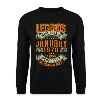 1970 Légende de l’anniversaire de janvier - Sweat-shirt Unisexe - noir - Devant - Alina (178cm) & Michal (187cm)