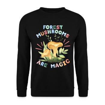 Pilze, Waldpilze, lustiger Spruch - Unisex Pullover - Schwarz - Vorne - Alina (178cm) & Michal (187cm)