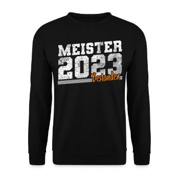 Meister 2023 Meisterprüfung Meisterbrief - Unisex Pullover - Schwarz - Vorne - Alina (178cm) & Michal (187cm)