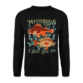 Pisces Vintage Illustration Love-Fish Saying - Unisex Sweatshirt - black - Front - Alina (178cm) & Michal (187cm)