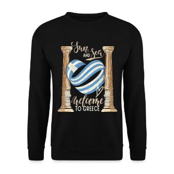 Greece, Sun and Sea Ancient Ruins - Unisex Sweatshirt - black - Front - Alina (178cm) & Michal (187cm)