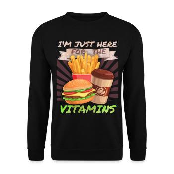 Junk-Food, Fast Food, Hamburger lustiger Spruch - Unisex Pullover - Schwarz - Vorne - Alina (178cm) & Michal (187cm)