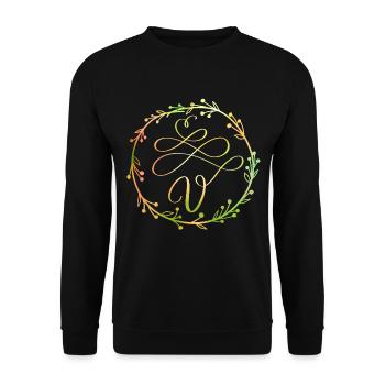 Monogram, letter V, calligraphy ornament - Unisex Sweatshirt - black - Front - Alina (178cm) & Michal (187cm)