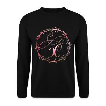 Monogramme, lettre X, ornement de calligraphie - Sweat-shirt Unisexe - noir - Devant - Alina (178cm) & Michal (187cm)