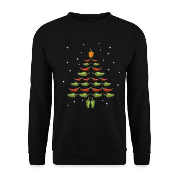 Chilis Weihnachtsbaum Weihnachten lustig Chillis - Unisex Pullover - Schwarz - Vorne - Alina (178cm) & Michal (187cm)