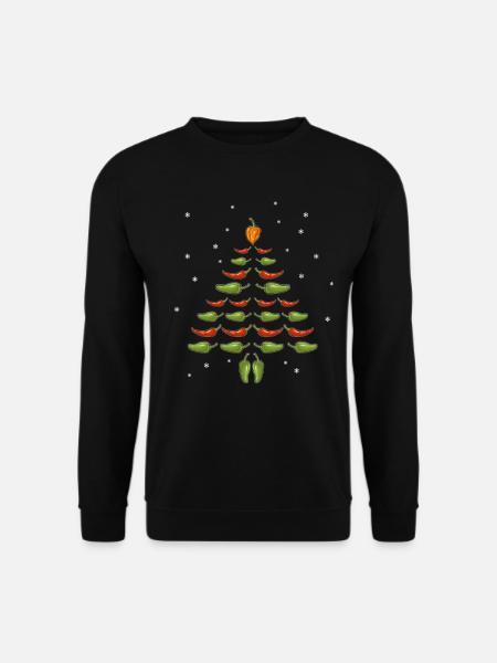 Chilis Weihnachtsbaum Weihnachten lustig Chillis - Unisex Pullover - Schwarz