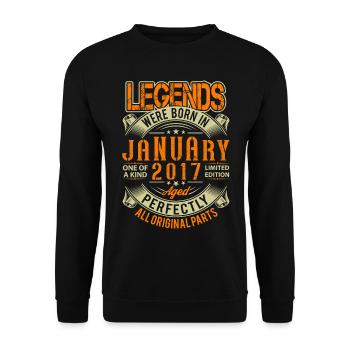 2017 Januar Geburtstag Legende - Unisex Pullover - Schwarz - Vorne - Alina (178cm) & Michal (187cm)