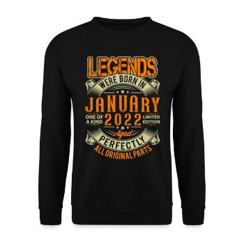 2022 Januar Geburtstag Legende - Unisex Pullover - Schwarz - Vorne - Alina (178cm) & Michal (187cm)