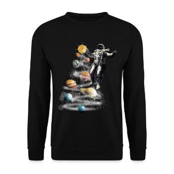 Weihnachten im Weltraum Sonnensystem Astronaut - Unisex Pullover - Schwarz - Vorne - Alina (178cm) & Michal (187cm)