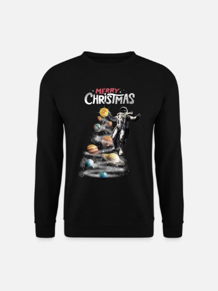 Christmas in Space Solar System Astronaut - Unisex Sweatshirt - black