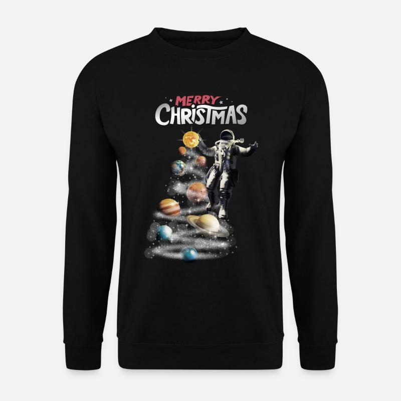 Weihnachten im Weltraum Sonnensystem Astronaut - Unisex Pullover - Schwarz