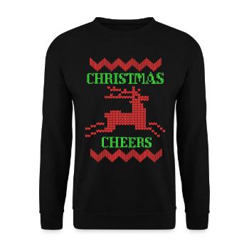 Weihnachten Rentier Strickmuster gestricktes Motiv - Unisex Pullover - Schwarz - Vorne - Alina (178cm) & Michal (187cm)
