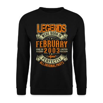2003 Februar Geburtstag Legende - Unisex Pullover - Schwarz - Vorne - Alina (178cm) & Michal (187cm)