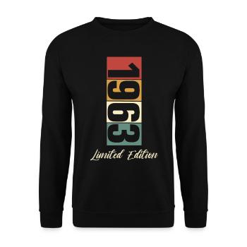 60. Geburtstag 1963 Jahrgang 60 Jahre - Unisex Pullover - Schwarz - Vorne - Alina (178cm) & Michal (187cm)