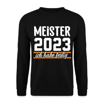 Meister 2023 Meisterprüfung Meisterbrief - Unisex Pullover - Schwarz - Vorne - Alina (178cm) & Michal (187cm)