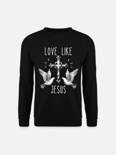 Jesus Christ Cross, Doves of Peace, Proverb - Unisex Sweatshirt - black