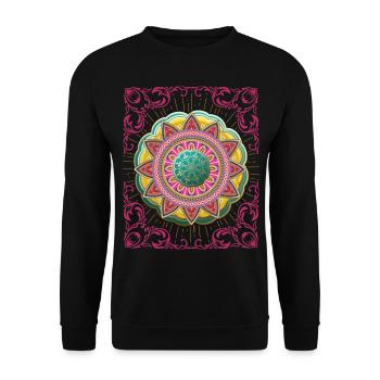 Arabesque, Mandala-Design, 3d-Mandala - Unisex Pullover - Schwarz - Vorne - Alina (178cm) & Michal (187cm)