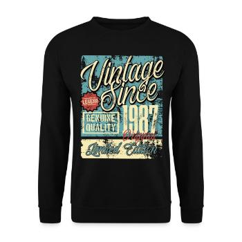 1987 Birthday vintage Retro Legend - Unisex Sweatshirt - black - Front - Alina (178cm) & Michal (187cm)